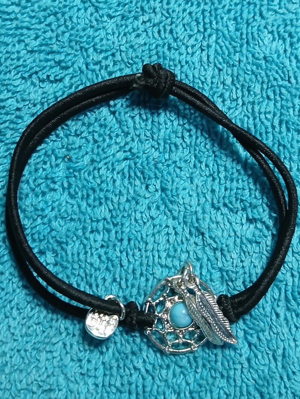 Black Cord Bracelet Turquoise Dreamcatcher And Feathers Charm Adjustable BFF